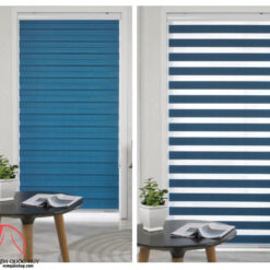 Rèm cầu vồng màu xanh trang trí phòng ngủ tươi mát