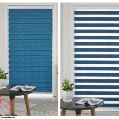 Rèm cầu vồng màu xanh trang trí phòng ngủ tươi mát