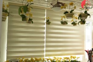 Rèm cầu vồng giá rẻ lắp đặt trong không gian phòng khách hiện đại