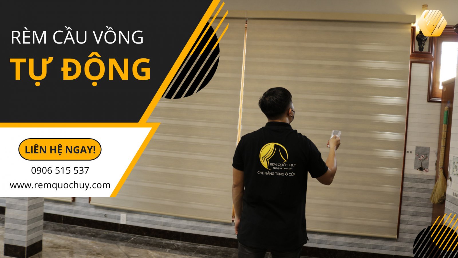 Rèm cầu vồng tự động lắp tại biệt thự Thủ Đức – Rèm Quốc Huy