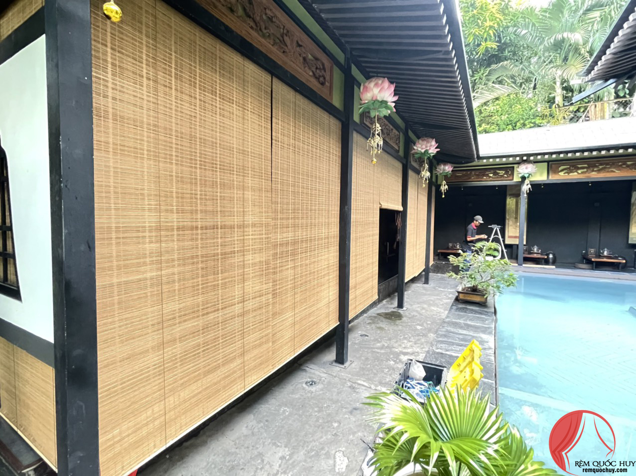 Cận cảnh kết cấu mành trúc cao cấp chống UV
