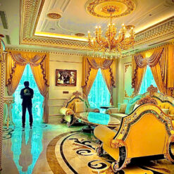 Rèm vải hoa văn tân cổ điển cao cấp cho phòng khách biệt thự