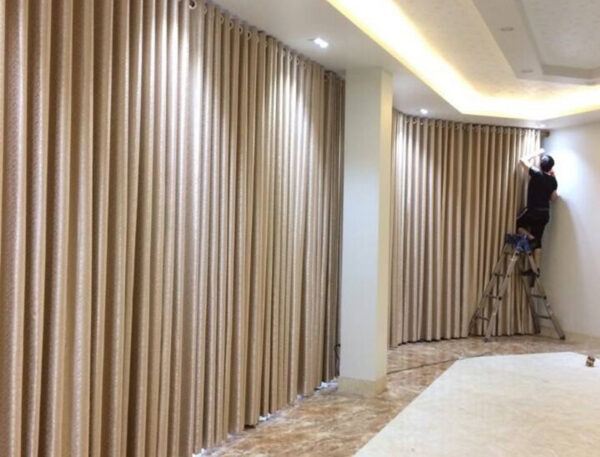 Vải màu be cao cấp dùng may rèm cửa sổ phòng khách sang trọng