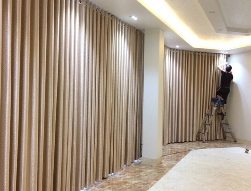 Vải màu be cao cấp dùng may rèm cửa sổ phòng khách sang trọng