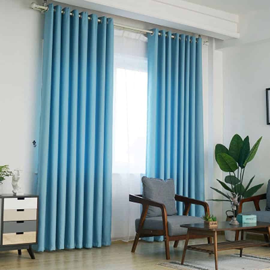 Thiết kế rèm xanh lá – xanh dương kết hợp tinh tế