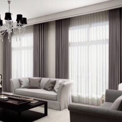 Mành rèm cao cấp lắp đặt trong phòng khách biệt thự hiện đại