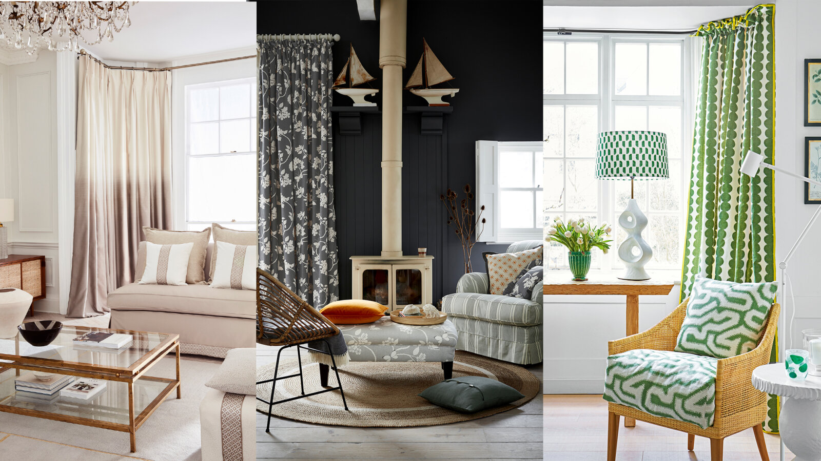 Rèm phòng khách gam màu trung tính, dễ phối sofa và thảm