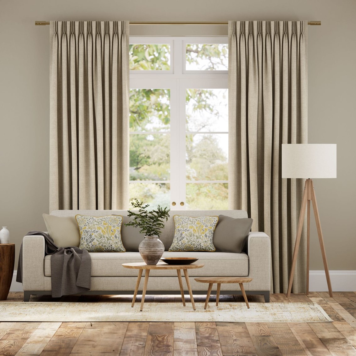 Rèm linen tự nhiên tạo sự mềm mại cho căn phòng