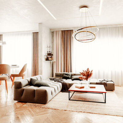 Rèm phòng khách sang trọng kiểu dáng uốn lượn mềm mại