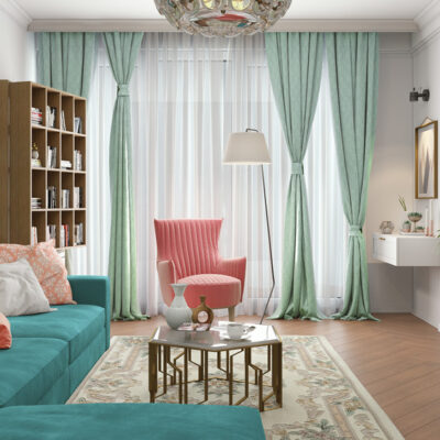 Rèm vải hai lớp đẹp trang trí phòng khách hiện đại