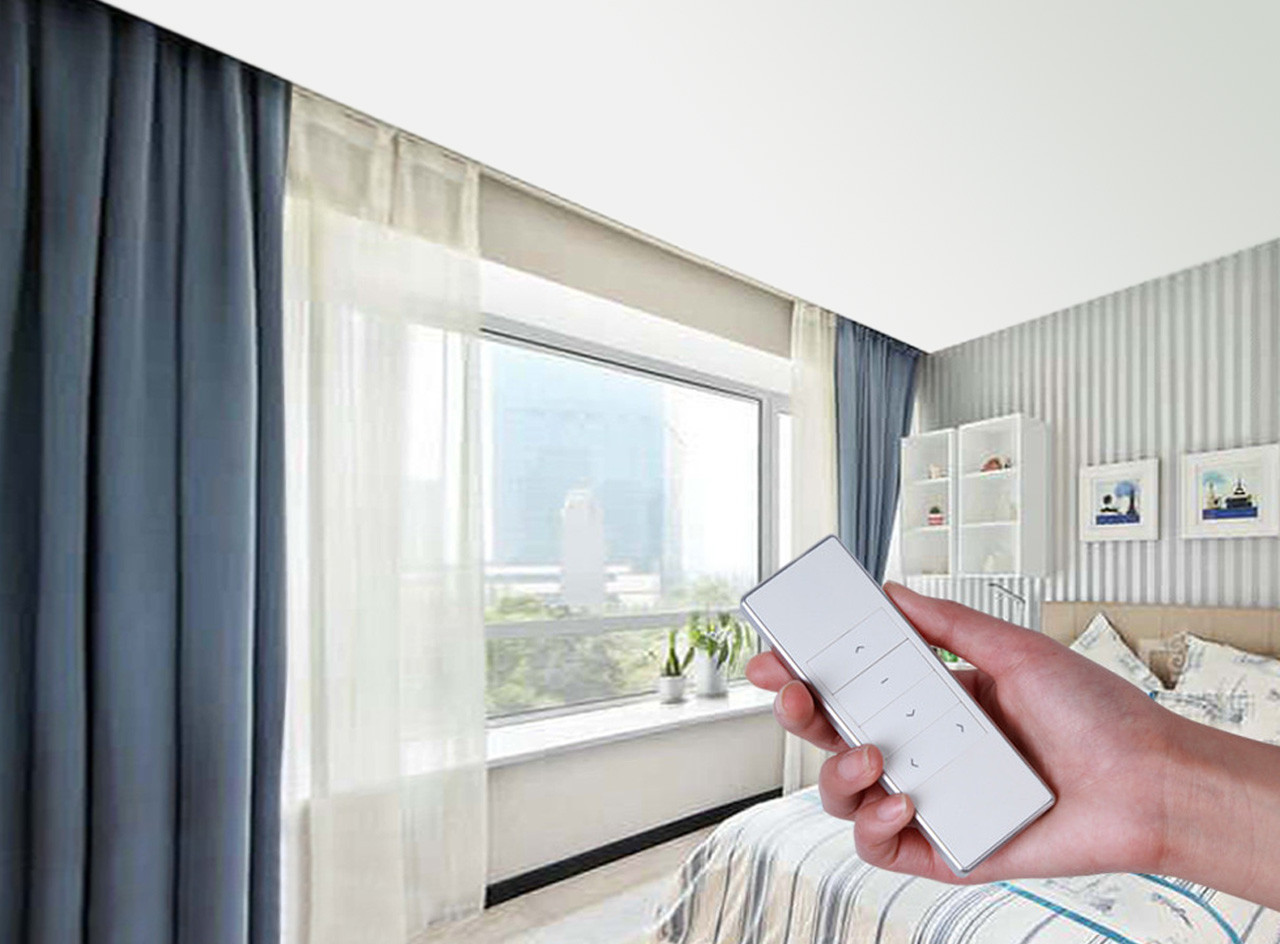 Hệ thống động cơ rèm vải tự động điều khiển bằng remote thông minh