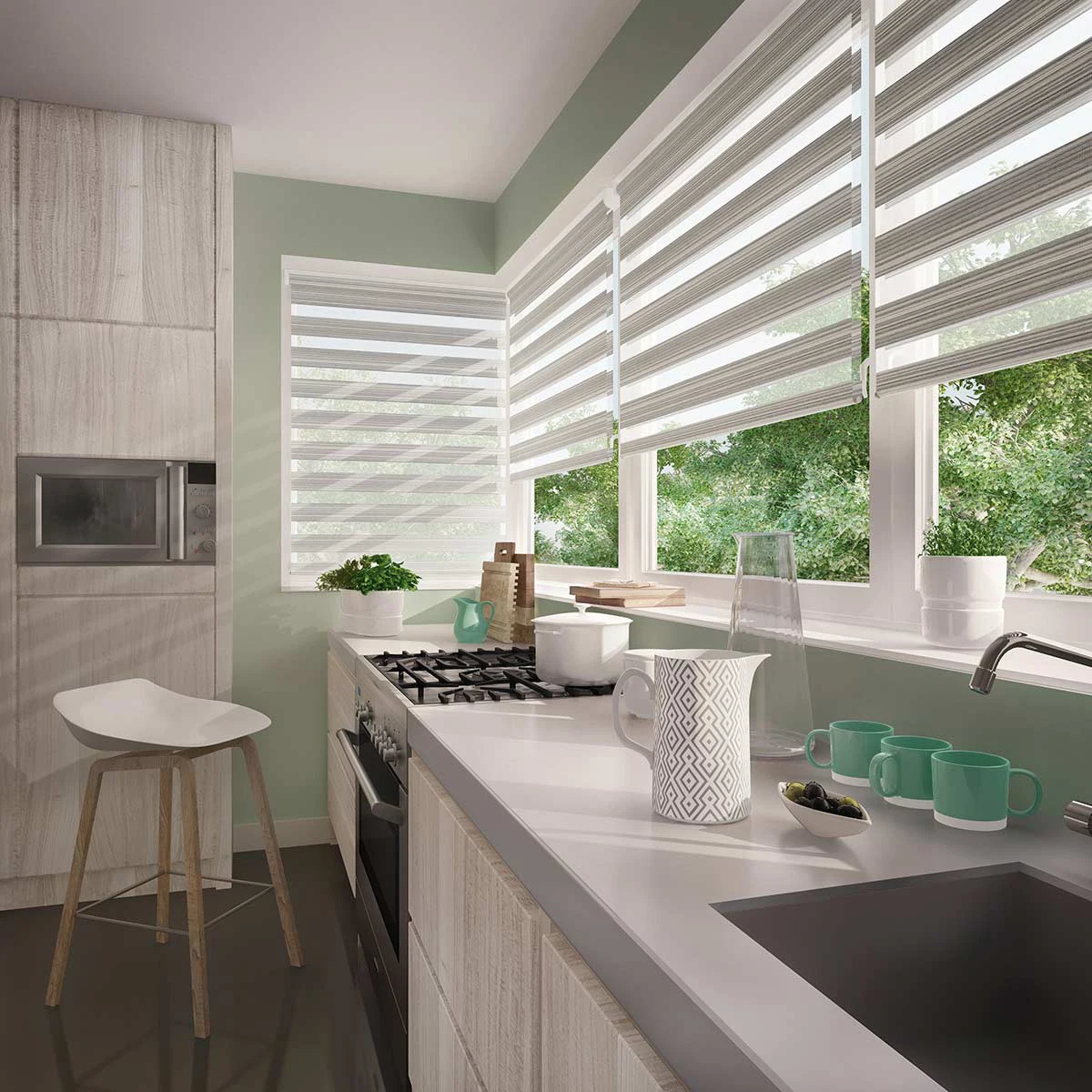 Rèm cầu vồng đẹp màu pastel cho phòng ngủ hiện đại