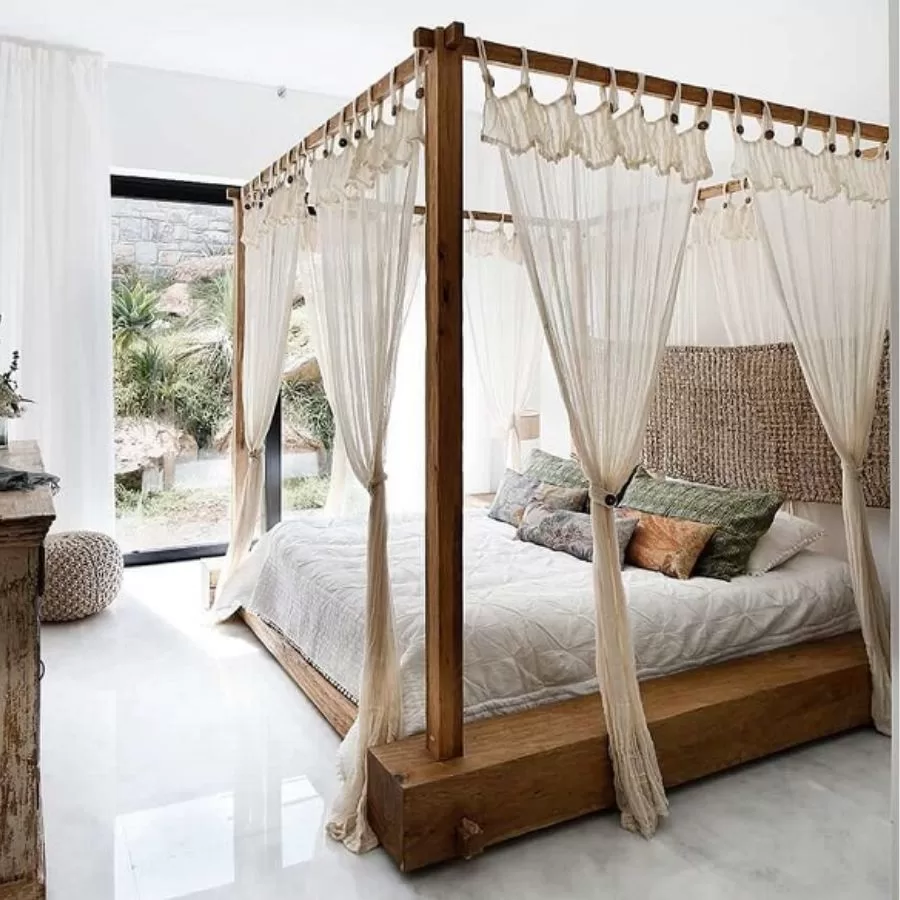 Rèm che giường ngủ vải mềm mại, màu sắc tinh tế