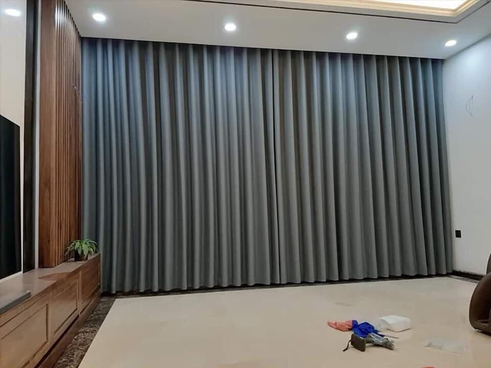 Rèm vải 1 lớp màu xám tro