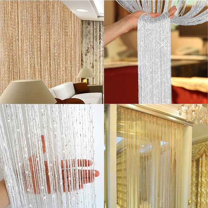 Thiết kế rèm cửa sợi kim tuyến trang trí bắt sáng đẹp mắt