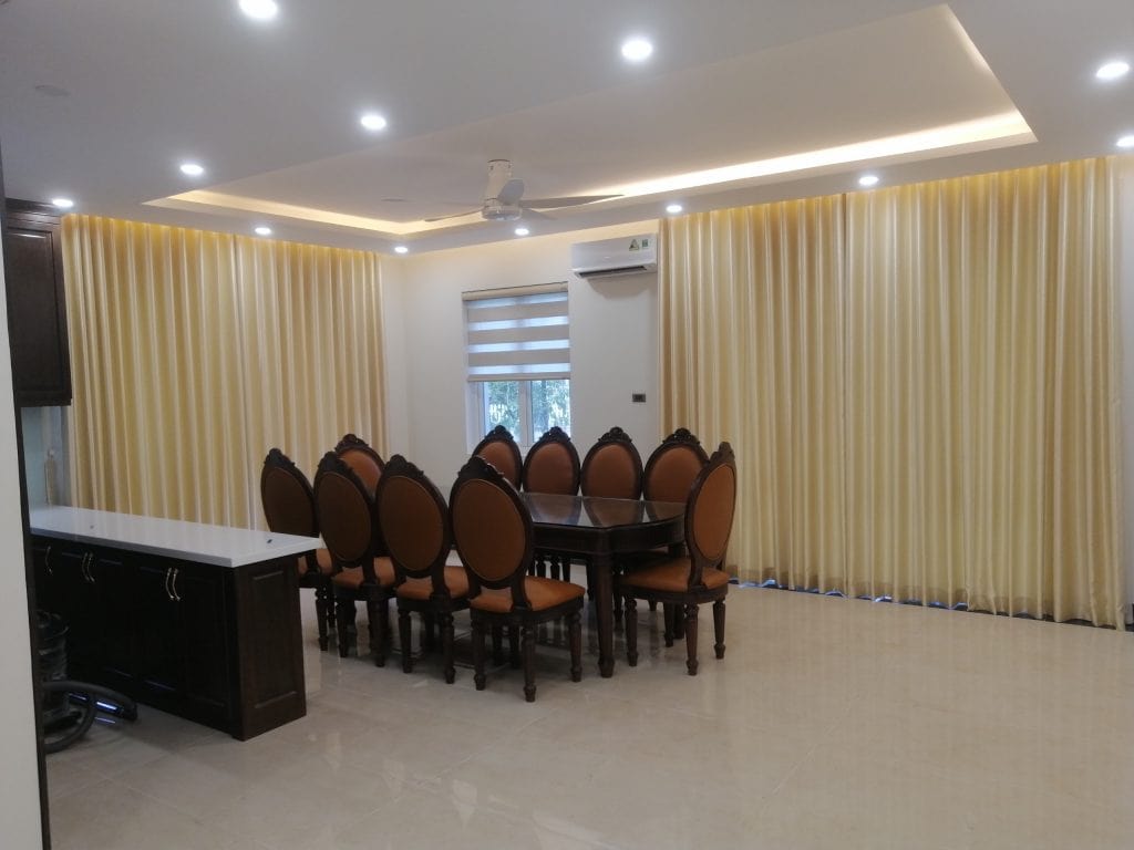 Vải gấm bố may rèm màu kem trang nhã và bền đẹp