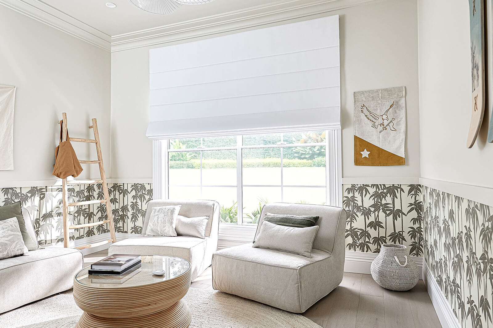 mẫu rèm roman đẹp phối màu pastel cho phòng ngủ hiện đại