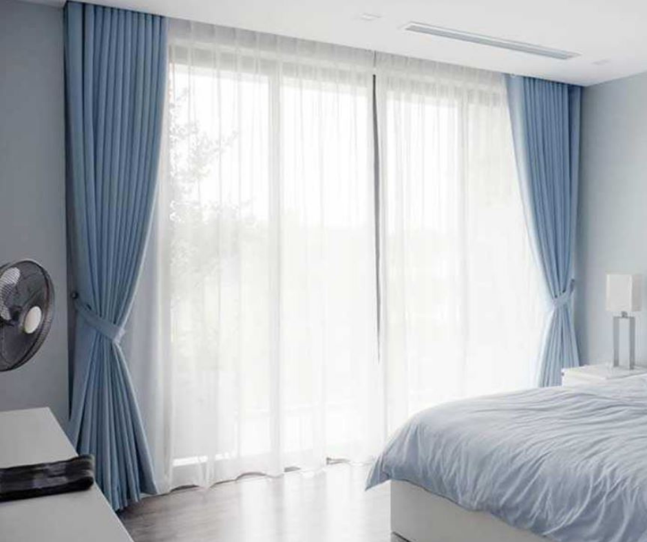rèm cửa vải hai lớp đẹp với lớp voan nhẹ nhàng và cản sáng tốt