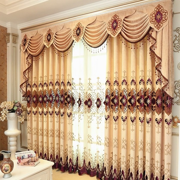 Mẫu rèm cửa cao cấp hoàng gia vải nhung hoa văn tinh xảo