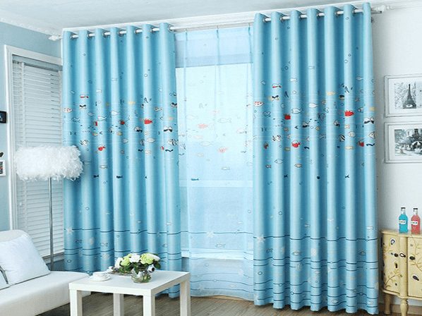Mẫu rèm cửa màu xanh da trời chống nắng cách nhiệt