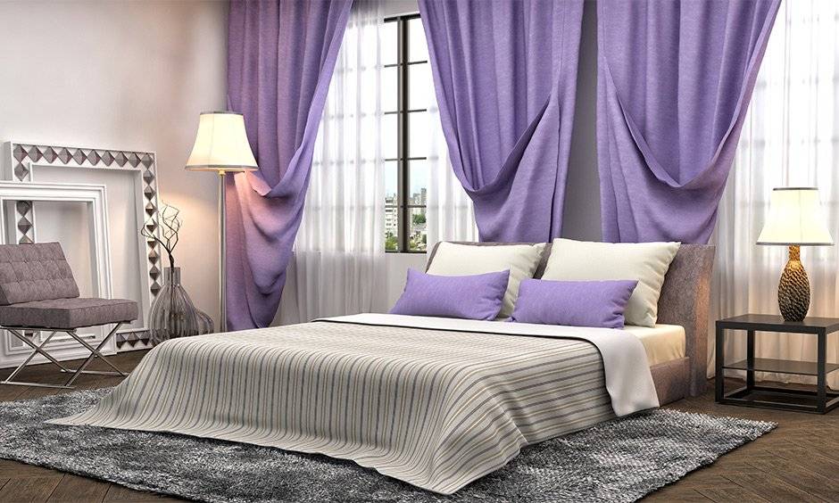 Mẫu rèm vải màu tím đẹp chống nắng tốt
