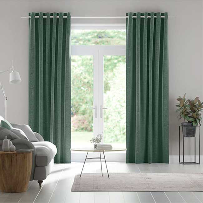Mẫu rèm vải màu xanh rêu đẹp sang trọng