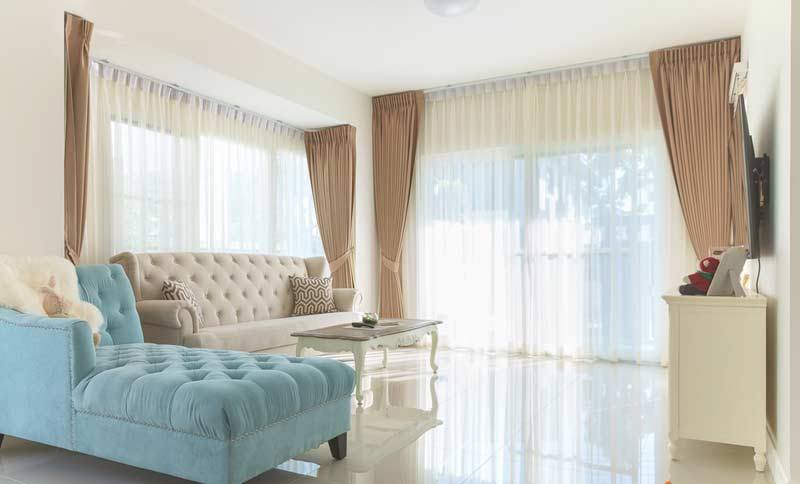 Rèm vải 2 lớp chống nắng và trang trí nội thất biệt thự Bình Dương