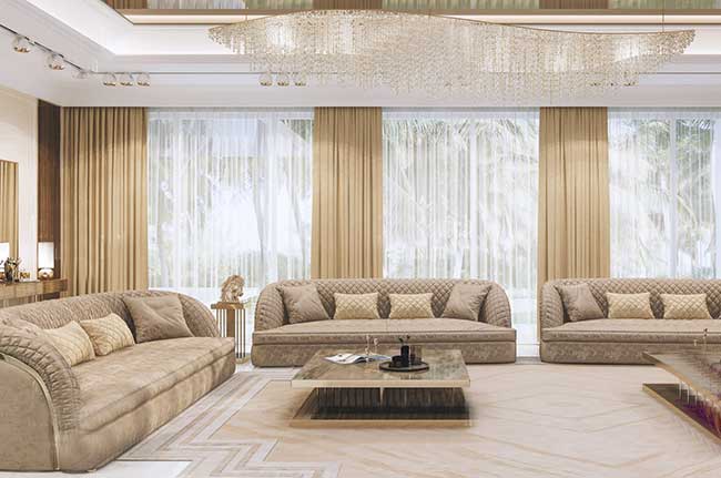 Rèm vải tự động tạo điểm nhấn tinh tế cho không gian biệt thự hiện đại