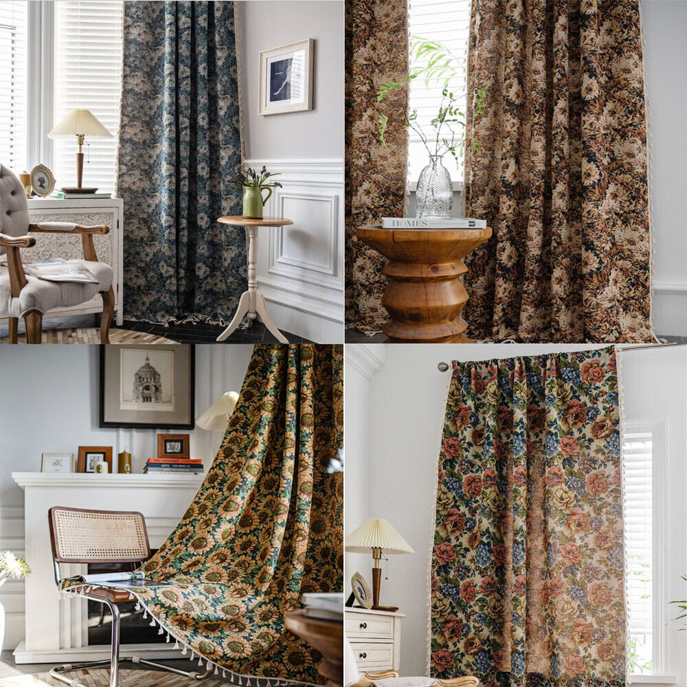 Vải may rèm cửa vintage hoa văn cổ điển tinh tế