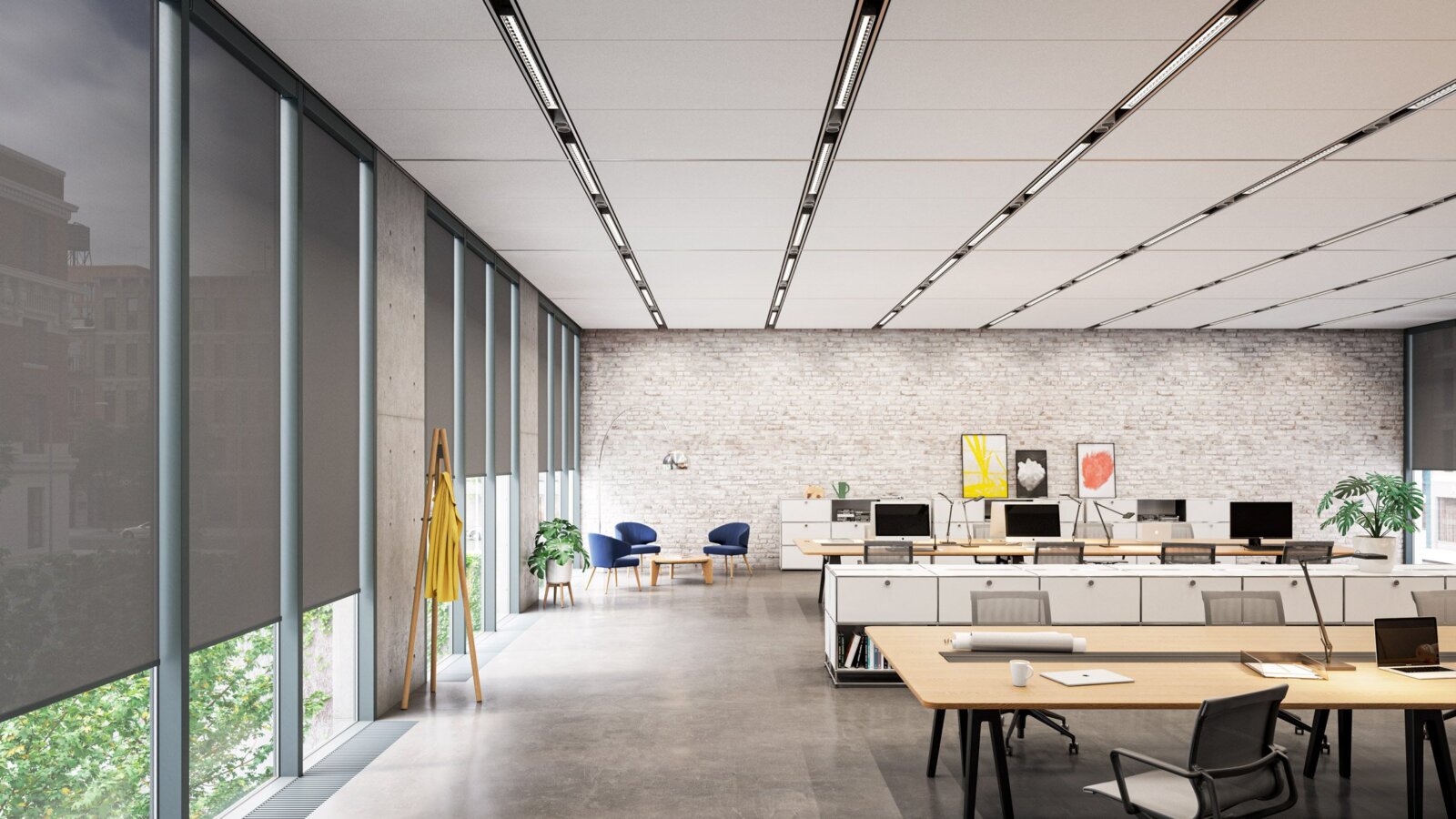 Hệ rèm văn phòng cảm biến ánh sáng thông minh chống chói hiệu quả