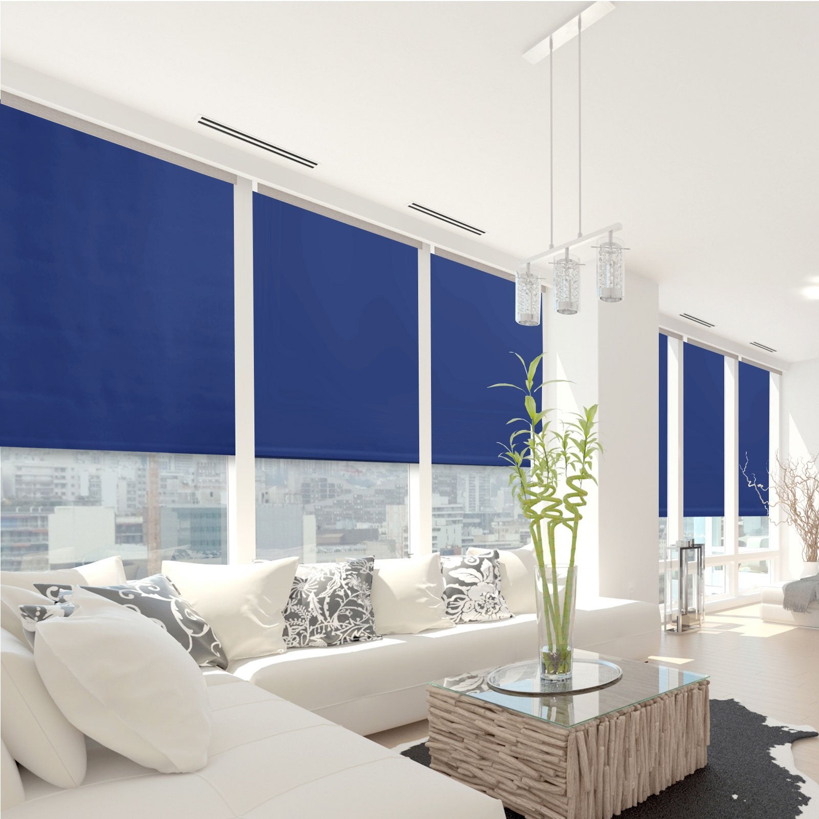 Mẫu rèm văn phòng tone xanh navy doanh nghiệp phù hợp nhận diện thương hiệu