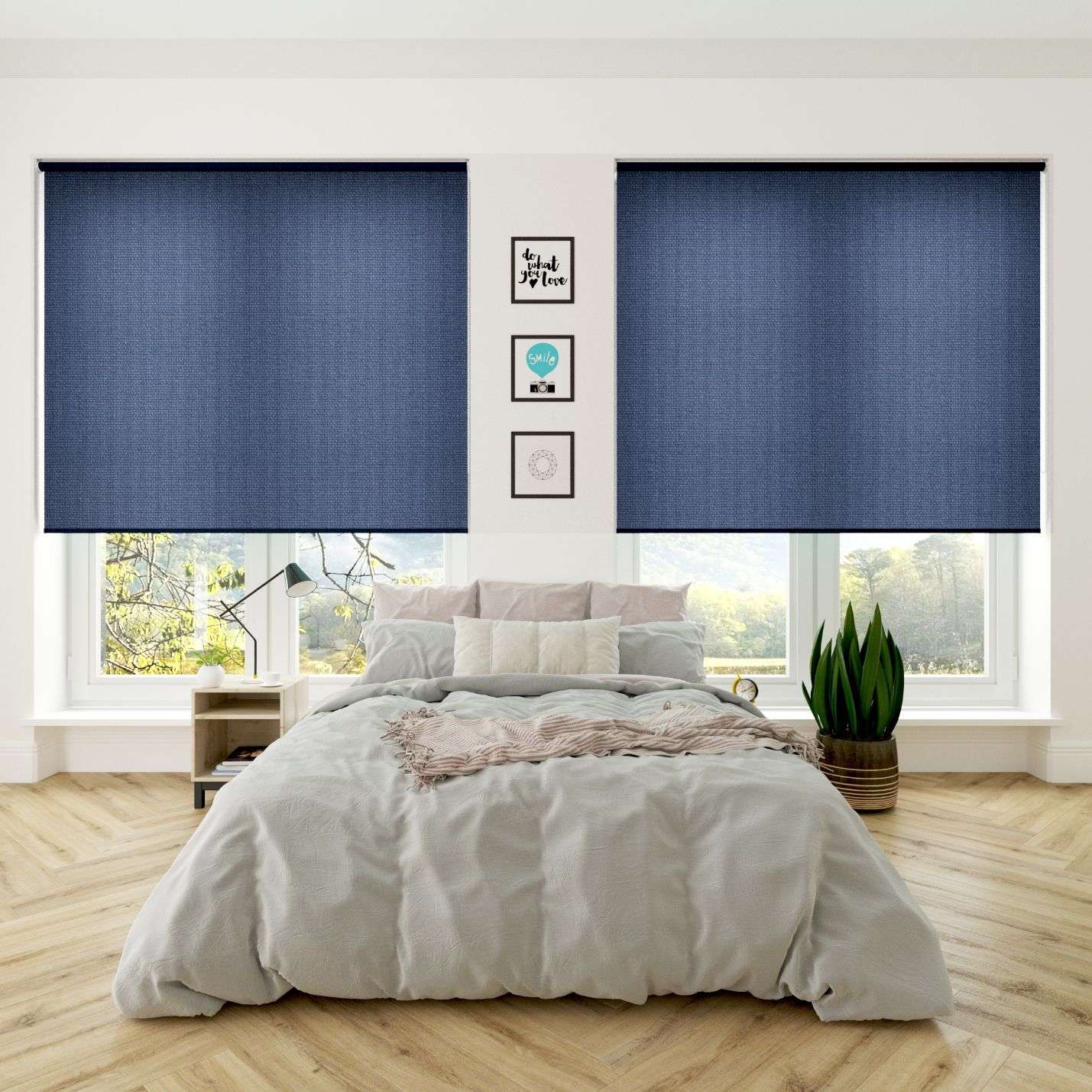 Rèm văn phòng tone xanh navy doanh nghiệp tạo điểm nhấn mạnh mẽ