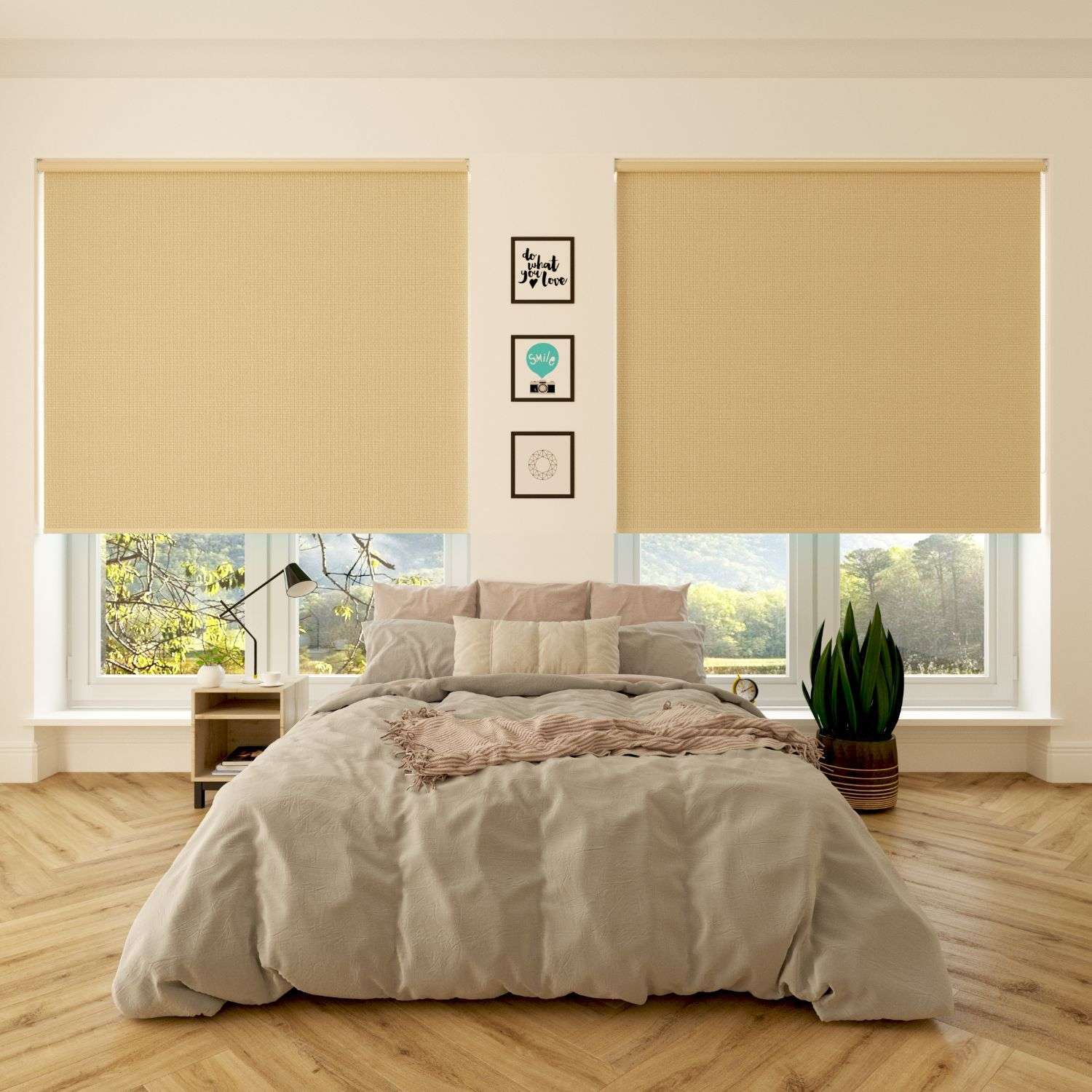 Rèm văn phòng tone beige sang trọng phối cùng nội thất cao cấp