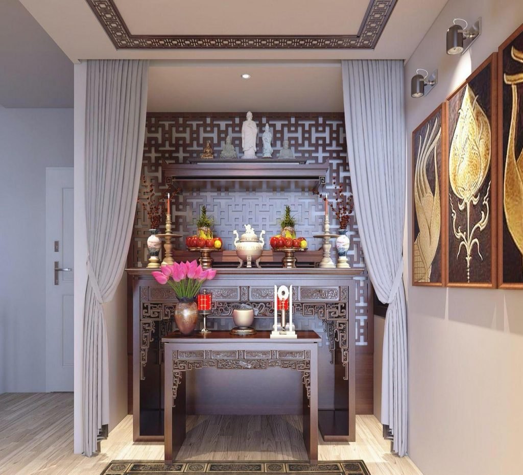 rèm cửa đẹp phòng thờ hợp phong thủy