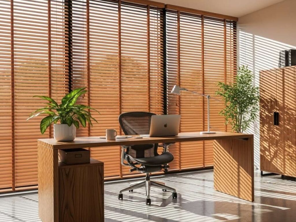 rèm gỗ cho ô cửa nhỏ hẹp gọn gàng