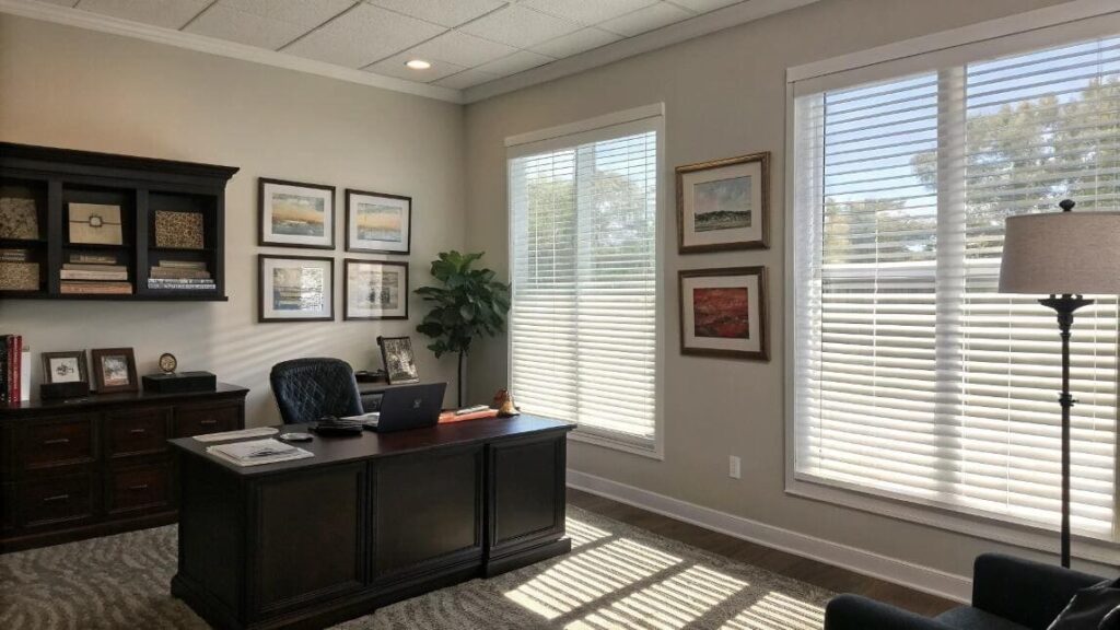 rèm sáo nhôm chống nắng trực tiếp cho mặt tiền kính