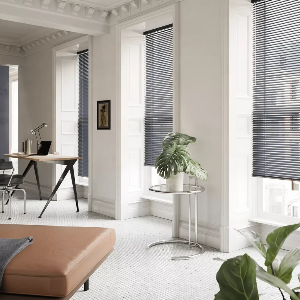 rèm sáo nhôm dễ lau chùi bằng khăn ẩm tại văn phòng