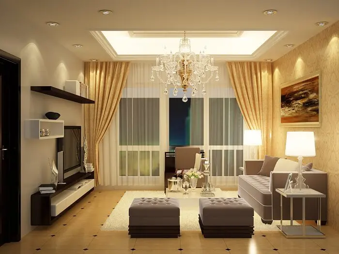 mẫu rèm màu kem vải dày tạo không gian ấm áp