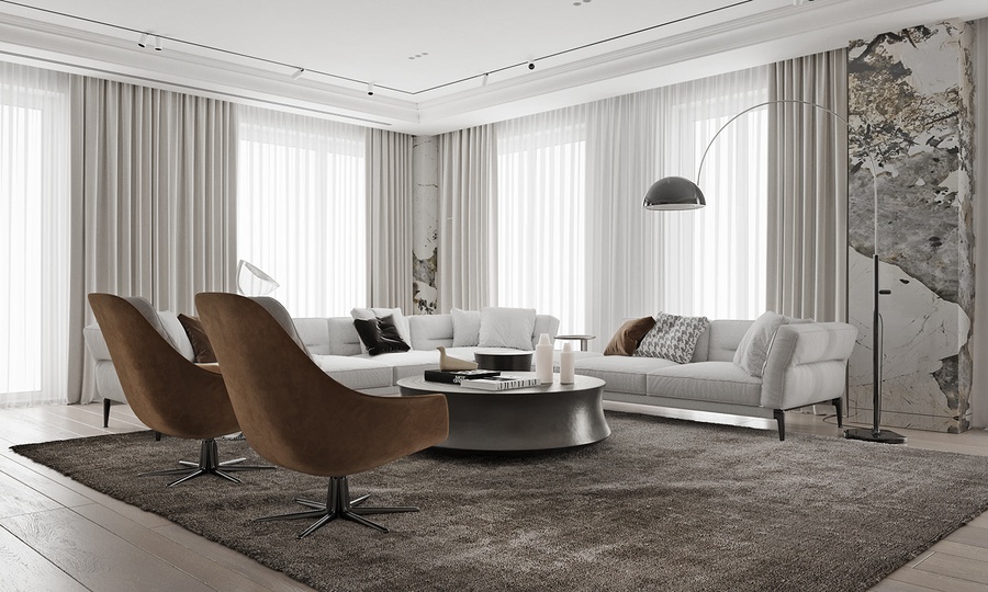 rèm cửa penthouse cho không gian kính lớn trên cao