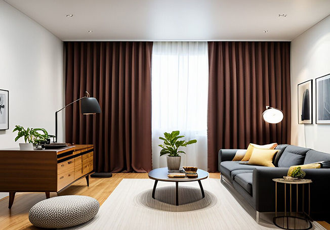 rèm cửa phong cách hiện đại phối màu trung tính