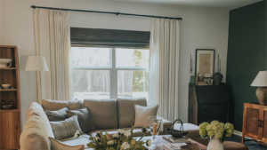 rèm cửa phong cách scandinavian màu sáng vải linen tự nhiên