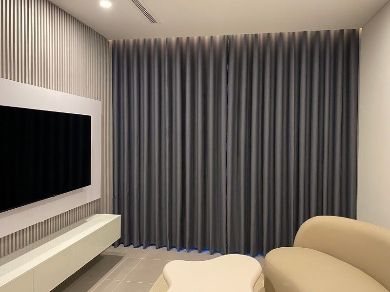 rèm vải bố trang trí phong cách mộc mạc tối giản