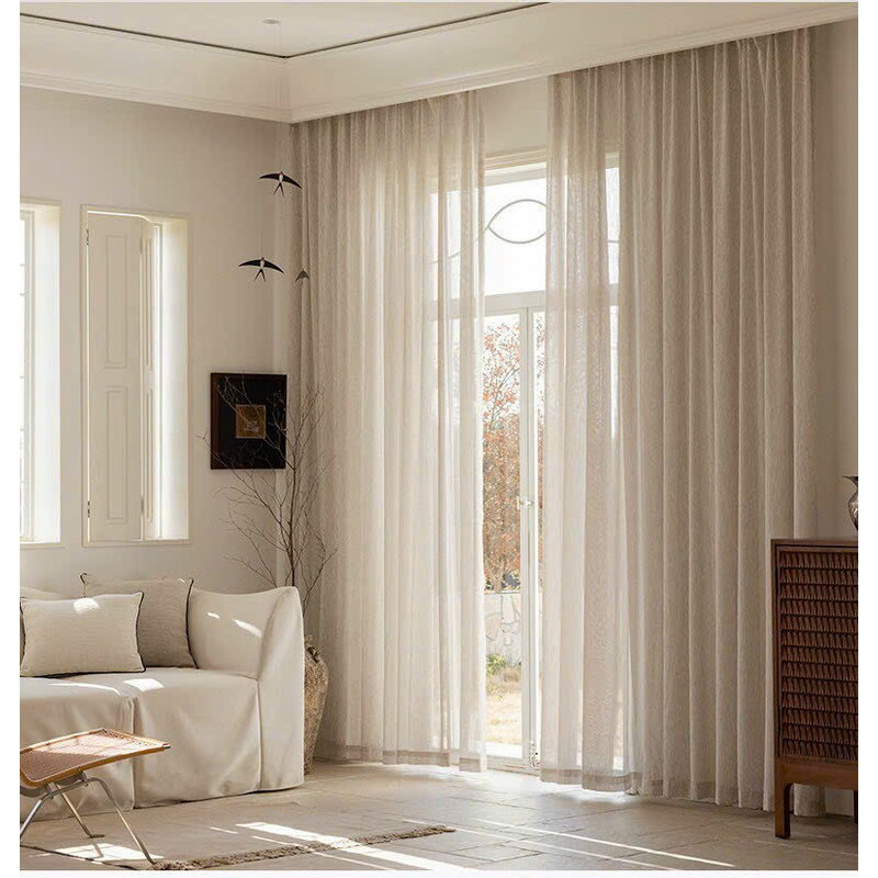rèm vải linen cao cấp màu trung tính treo cửa sổ căn hộ