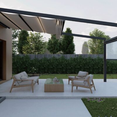Mái che pergola PVC xếp tự động
