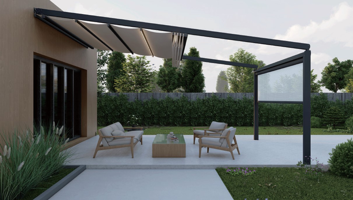 Mái che pergola PVC xếp tự động