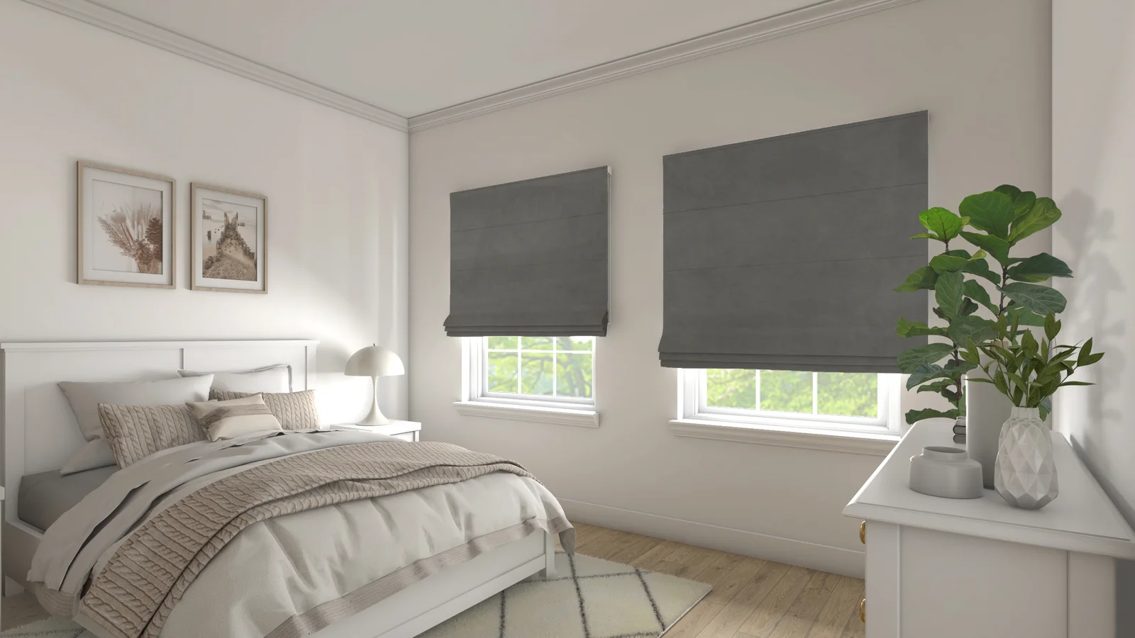 rèm roman phòng ngủ màu be nhẹ nhàng