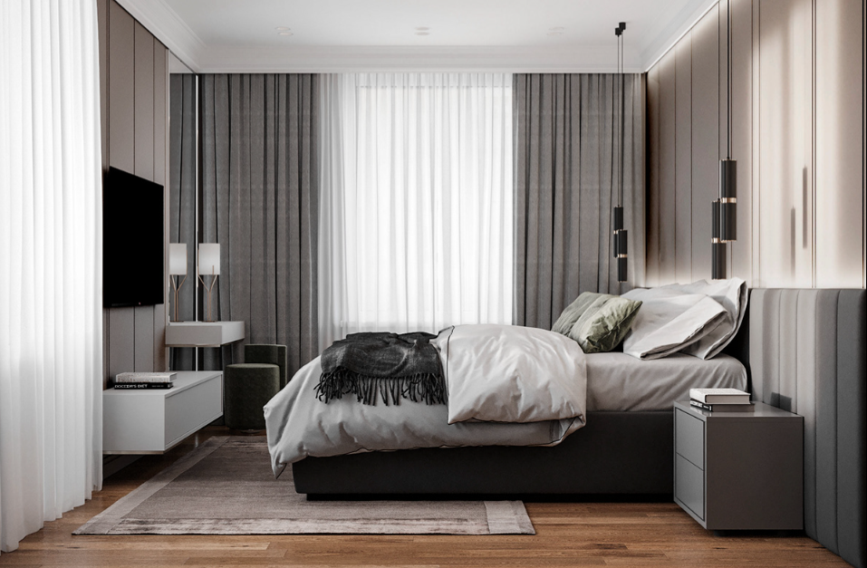 rèm phòng ngủ Phú Mỹ Hưng thiết kế sang trọng hiện đại