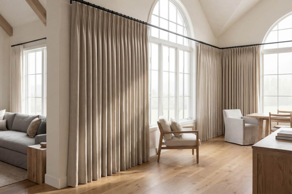 rèm phòng ngủ phong cách Nhật Bản tối giản sử dụng chất liệu tự nhiên