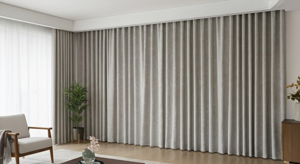 Cách chọn màu rèm phòng khách phù hợp với sàn gỗ tự nhiên