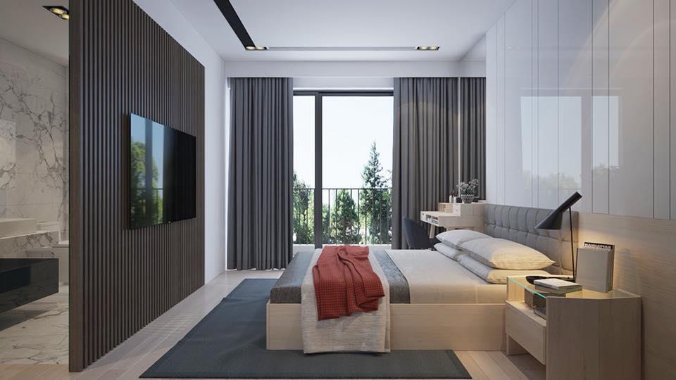 Rèm phòng khách may đúng định mức vải tạo độ nhún sang trọng